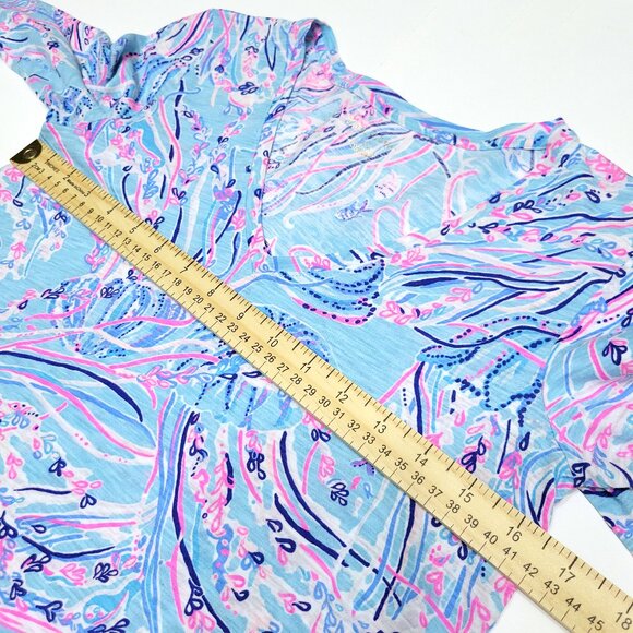 Lilly Pulitzer Womens Etta Long Sleeve Top Size XS Bayside Blue Under The Moon - Picture 6 of 11